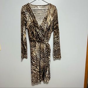 Allison Brittney animal print faux wrap midi dress size 2X A-71